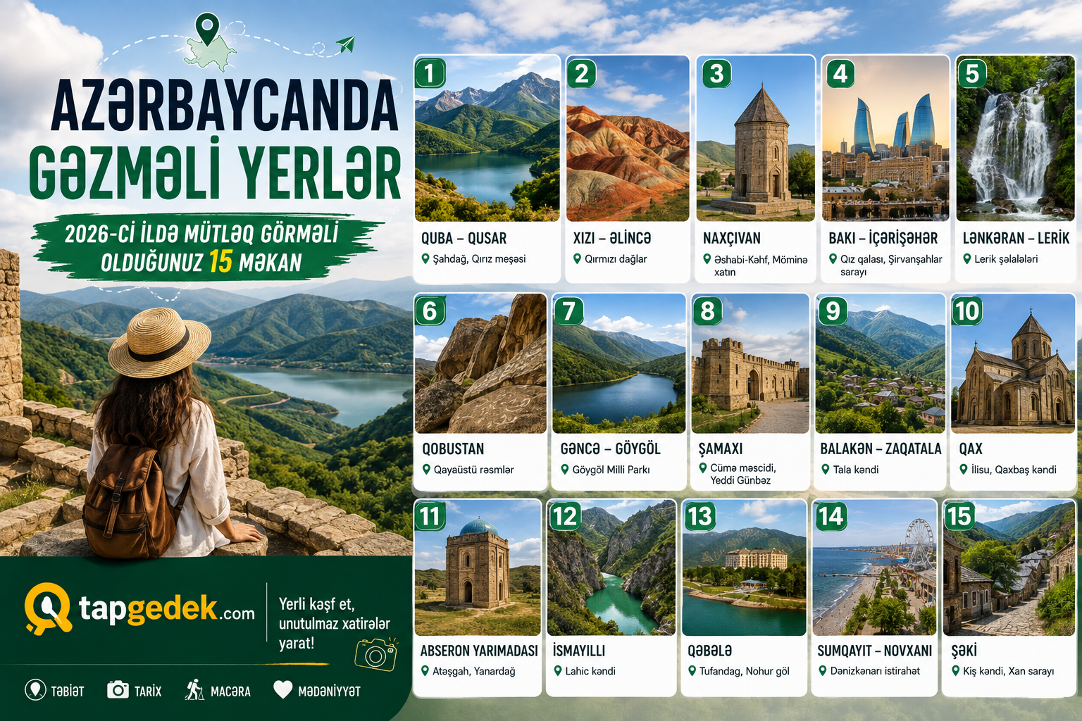 Azərbaycanda gəzməli yerlər – 2026-cı ildə mütləq görməli olduğunuz 15 məkan