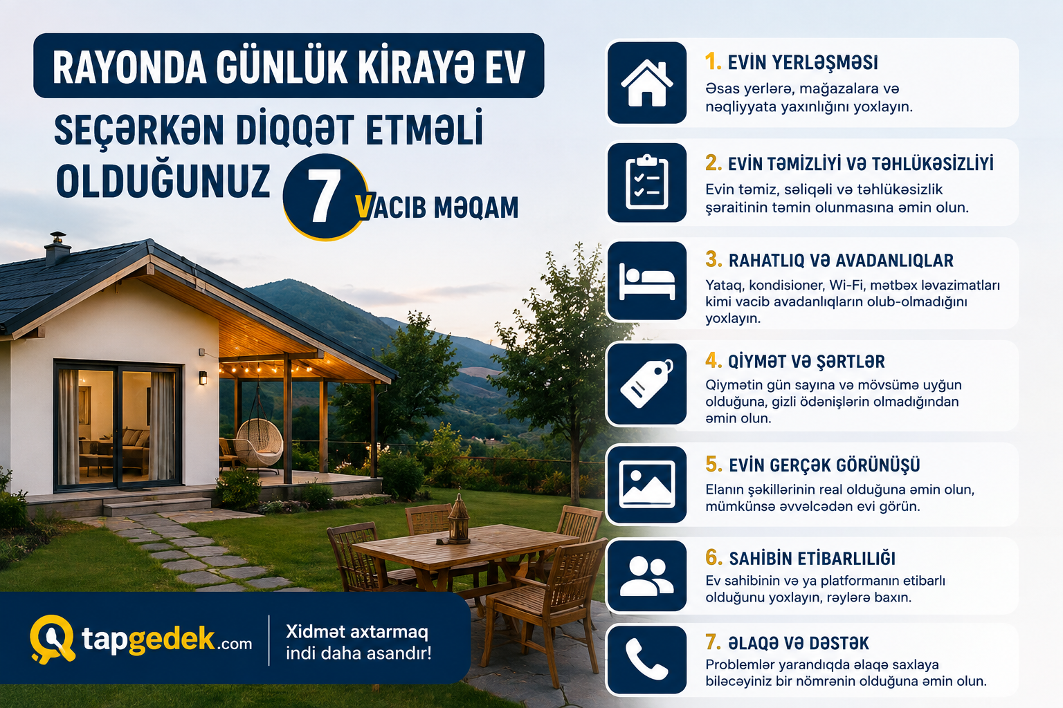 Rayonda Günlük Kirayə Ev Seçərkən Diqqət Etməli Olduğunuz 7 Vacib Məqam